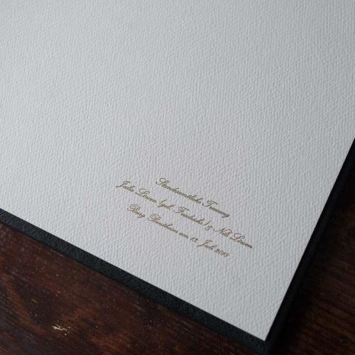 Endpaper foiling on a luxury fine art wedding album