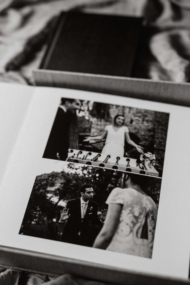 A detailed shot of the photo book print quality