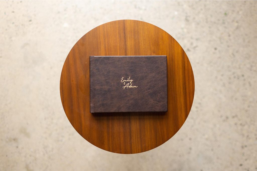 A vintage leather mini copy with real 22-carat gold cover personalisation