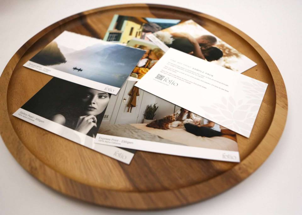 A sample of the various fine art papers available from Folio Albums
