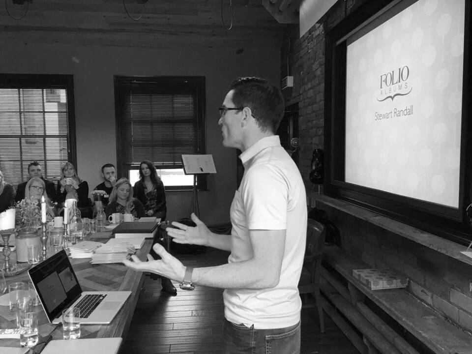 Folio founder delivering a presentation at a photography workshop